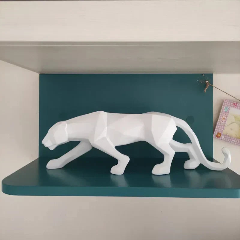 Panther Statue, Dyrefigur, Abstrakt Geometrisk Stil, Harpiks, Leopard Skulptur, Hjemmekontor, Skrivebordsdekoration, Håndværk