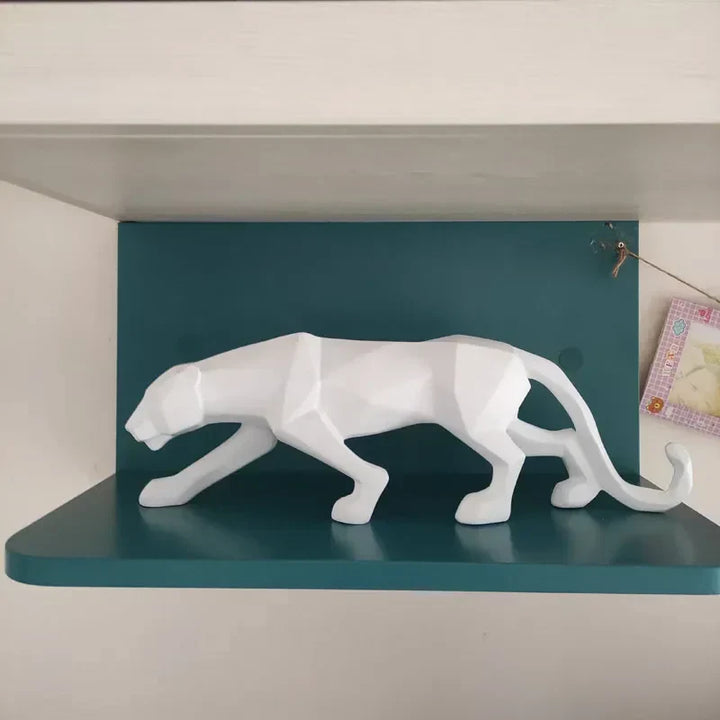 Panther Statue, Dyrefigur, Abstrakt Geometrisk Stil, Harpiks, Leopard Skulptur, Hjemmekontor, Skrivebordsdekoration, Håndværk