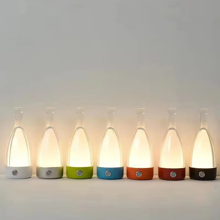 Vinflaske Bordlampe med Bluetooth Højttaler – Genopladelig Moderne Natlampe