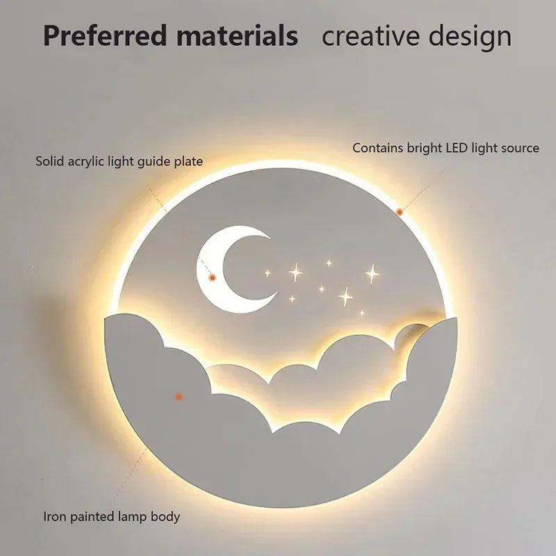 Magisk LED Væglampe – Måne &amp; Stjerner Natlys