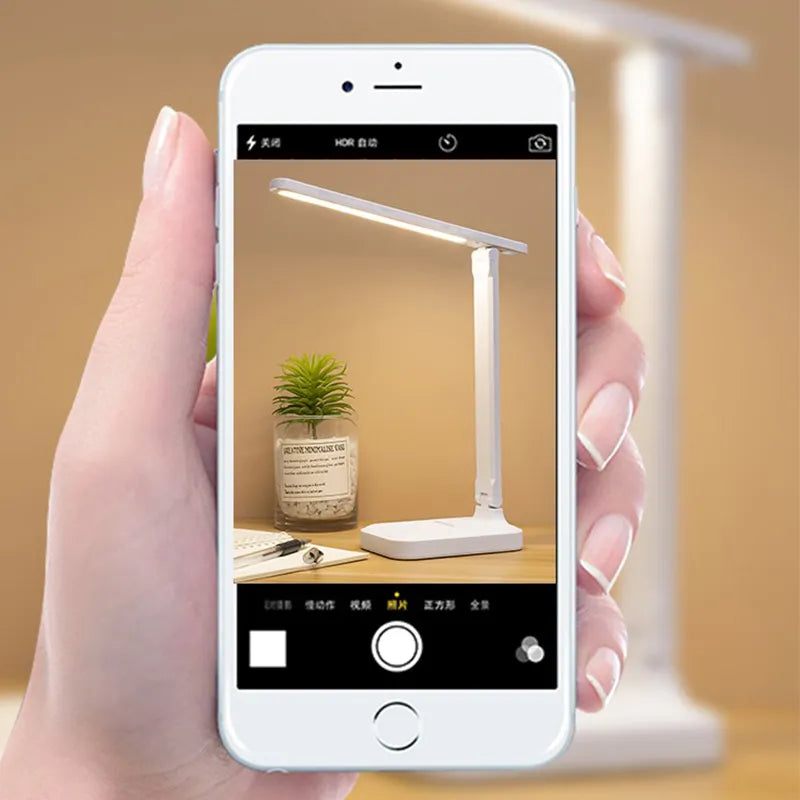 6000mAh genopladelig LED bordlampe USB 3 farver trinløs dæmpbar skrivebordslampe berøring foldbar øjenbeskyttende læse natlys