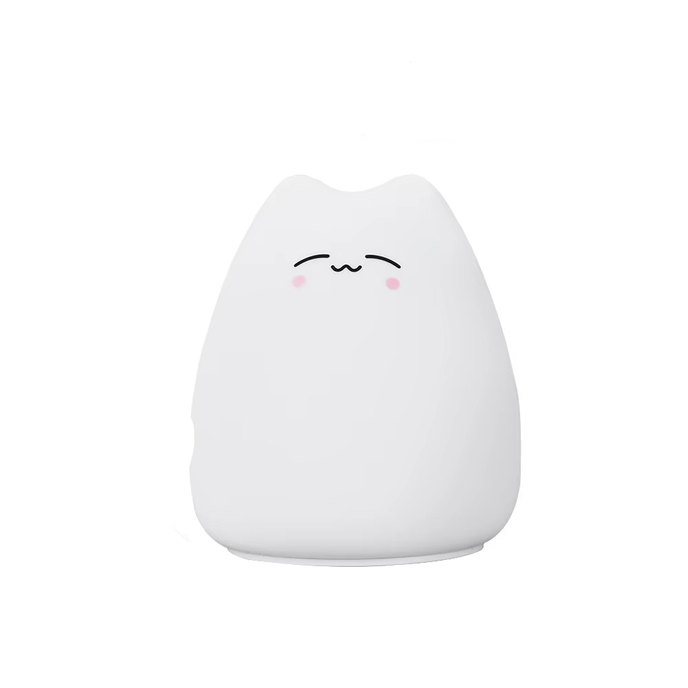 Charmerende Kat Silikone Nattelys med 7-farvet Touch Sensor