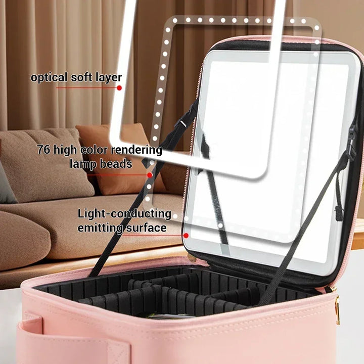LED Spejl Rejse Makeup Organizer Taske