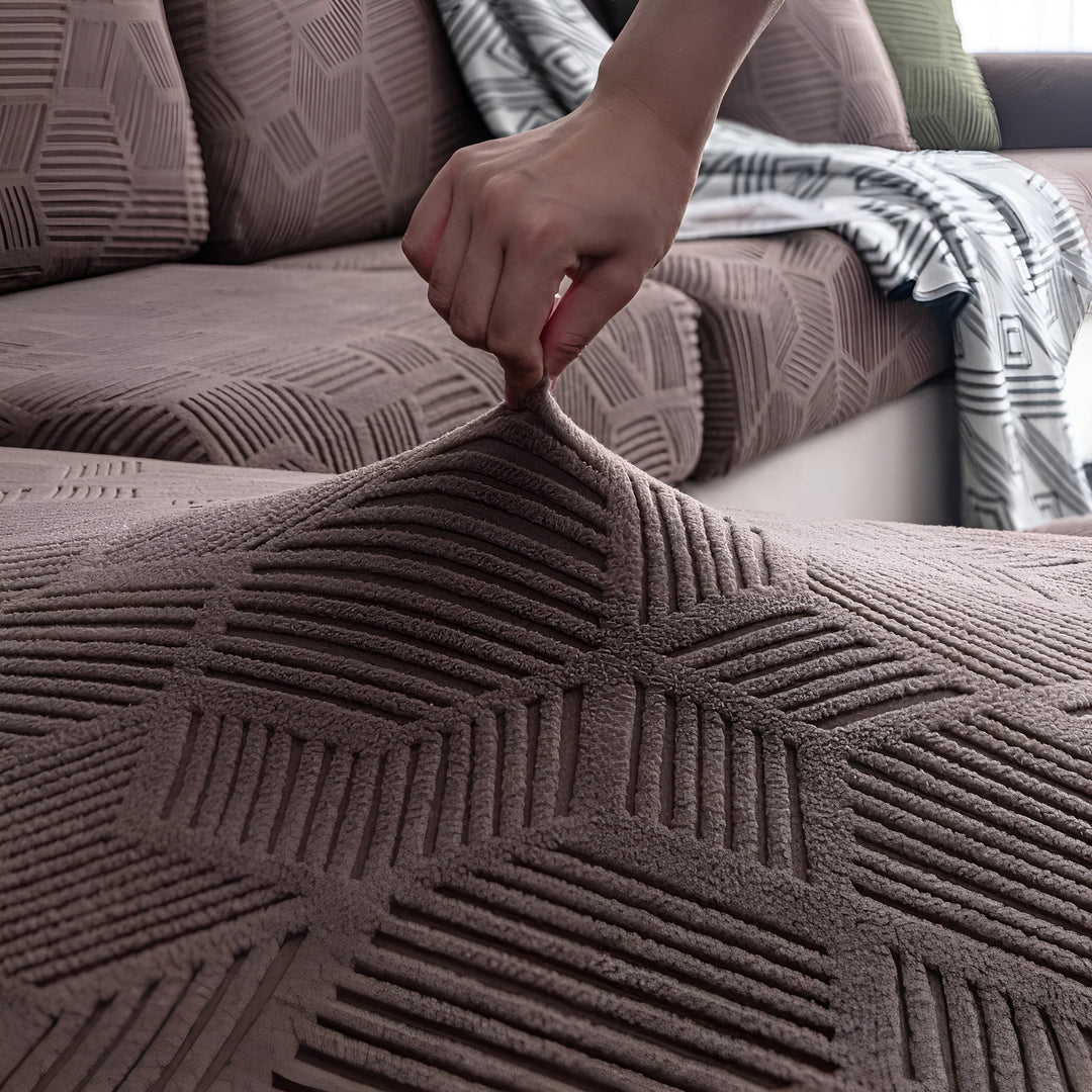 Jacquard Sofa Betræk med Geometrisk Mønster – Blødt &amp; Kæledyrsvenligt | Perfekt til Beskyttelse og Hygge i Boligen |