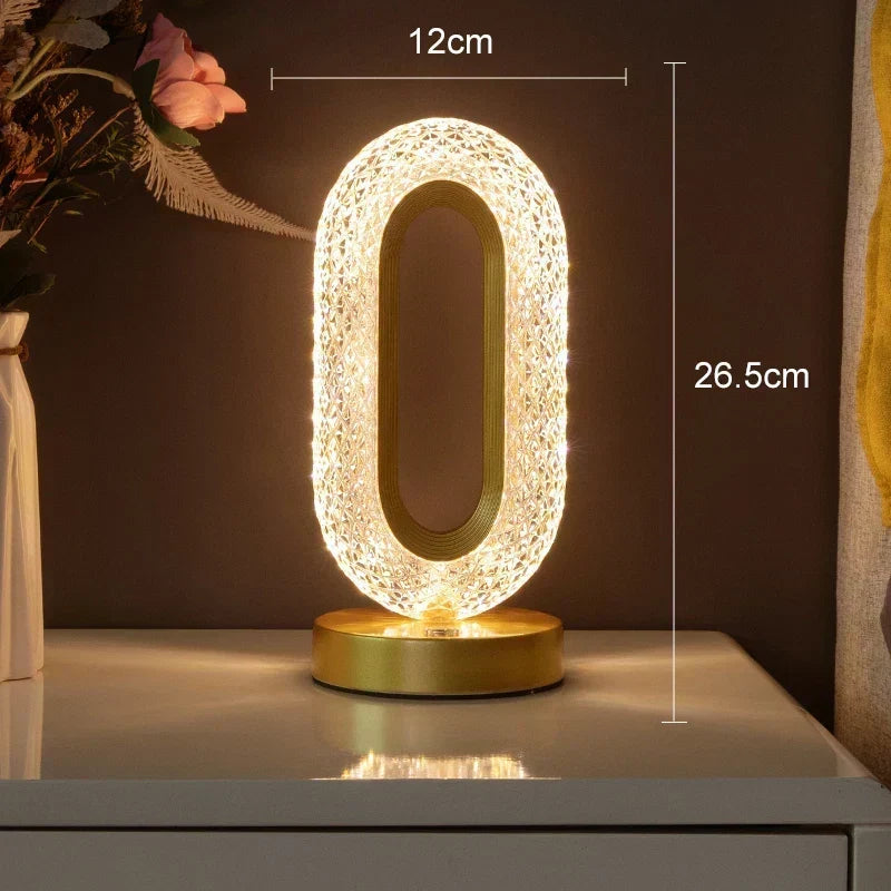 Krystal LED Bordlampe: Dæmpbar, USB Opladning, Berøring &amp; Fjernbetjening