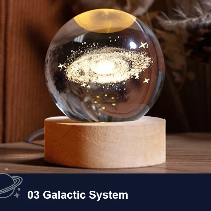 Astranova Galaxy Nattelys | LED Krystalbold med Mælkevej Design | Varm Hvidt Lys | Kreativ Gave til Børn &amp; Voksne
