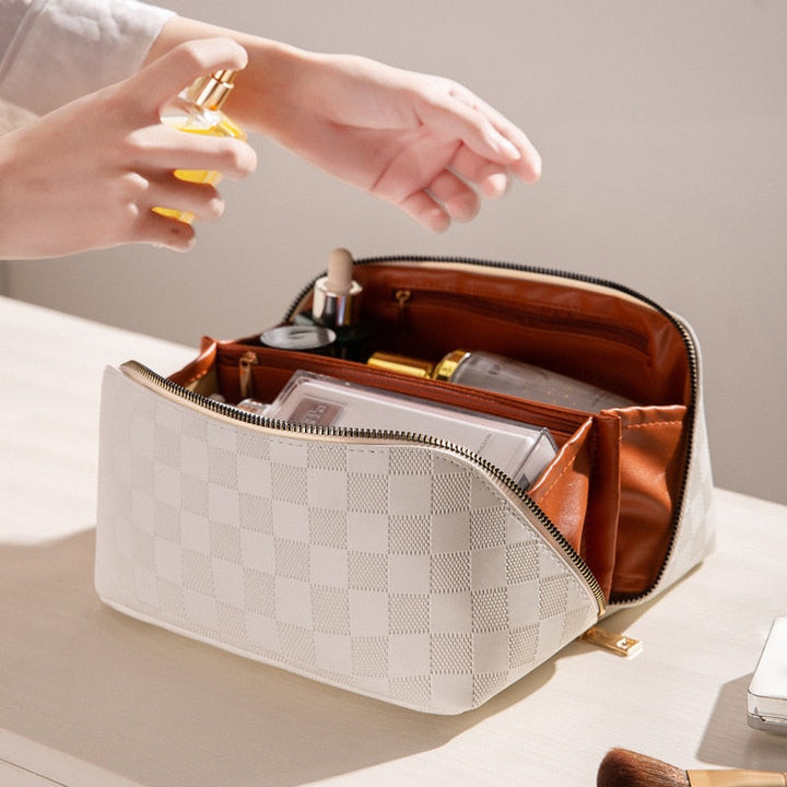 Luksuriøs Ternet Make-up Kosmetik Taske