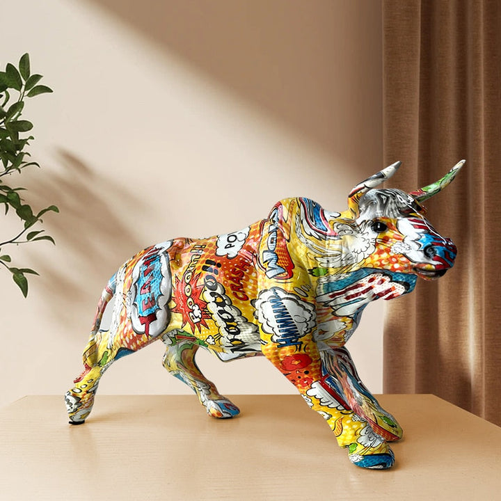 Graffiti-Maleri Harpiks Tyr Figurer Hjem Stue Soveværelse Kontor Skrivebord Feng Shui Ornamenter Samling Statuer