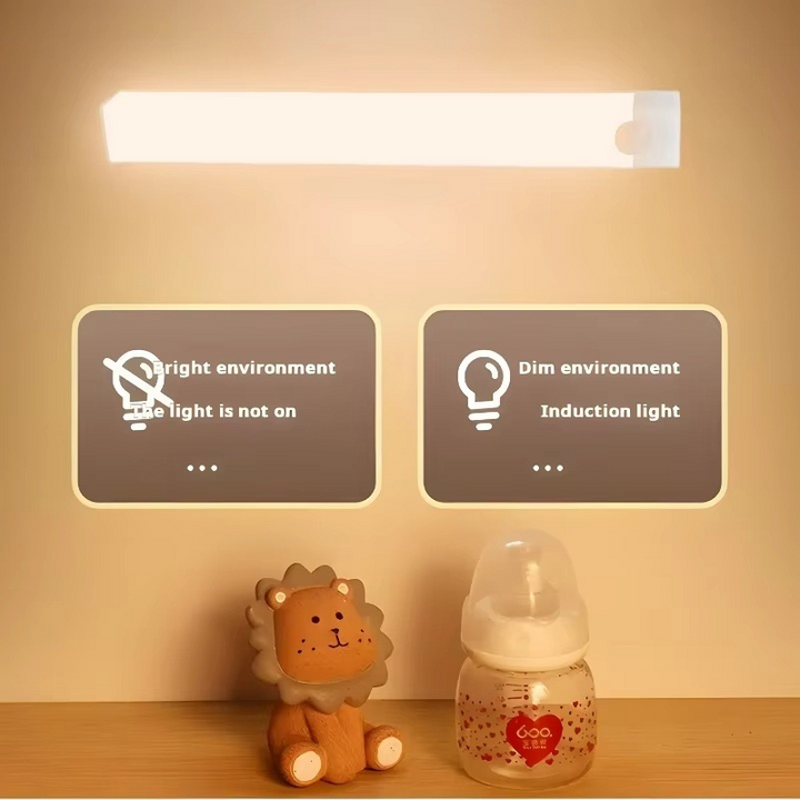 Smart Sensor LED Nattelys - Bevægelsesaktiveret, Dæmpbar &amp; Genopladelig