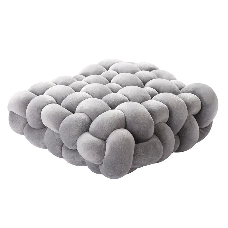 Stue Blød Plush Knude Pude Sofa Pude Ensfarvet Kvadrat Håndvævet Hjem Kaste Pude Kvadrat Vævet Sæde Pude