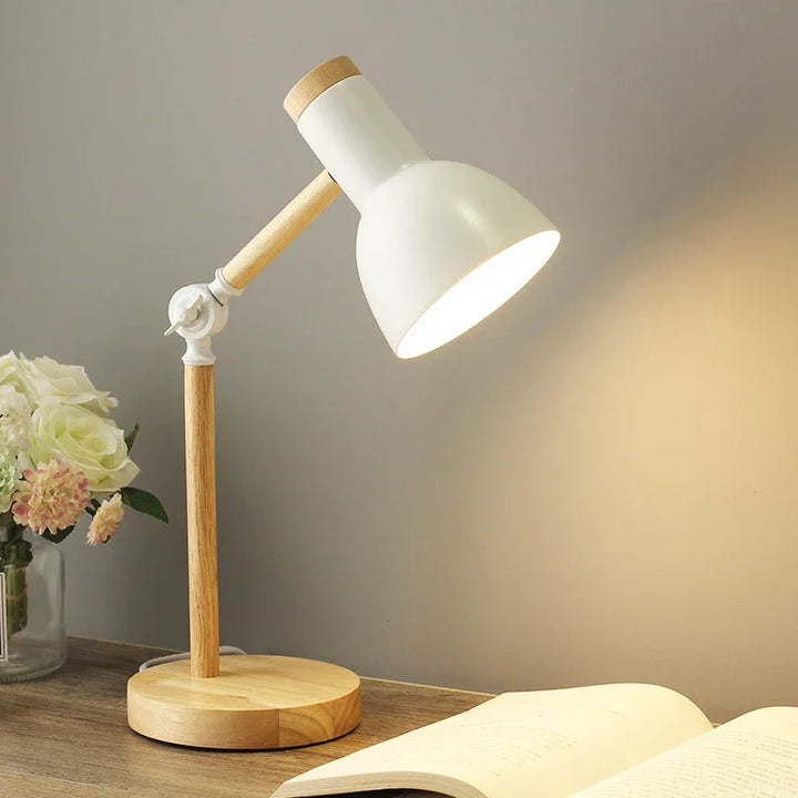 Farverig Træ Bordlampe