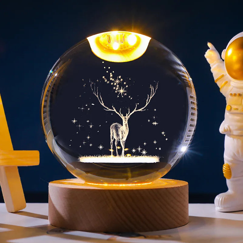 Astranova Galaxy Nattelys | LED Krystalbold med Mælkevej Design | Varm Hvidt Lys | Kreativ Gave til Børn &amp; Voksne