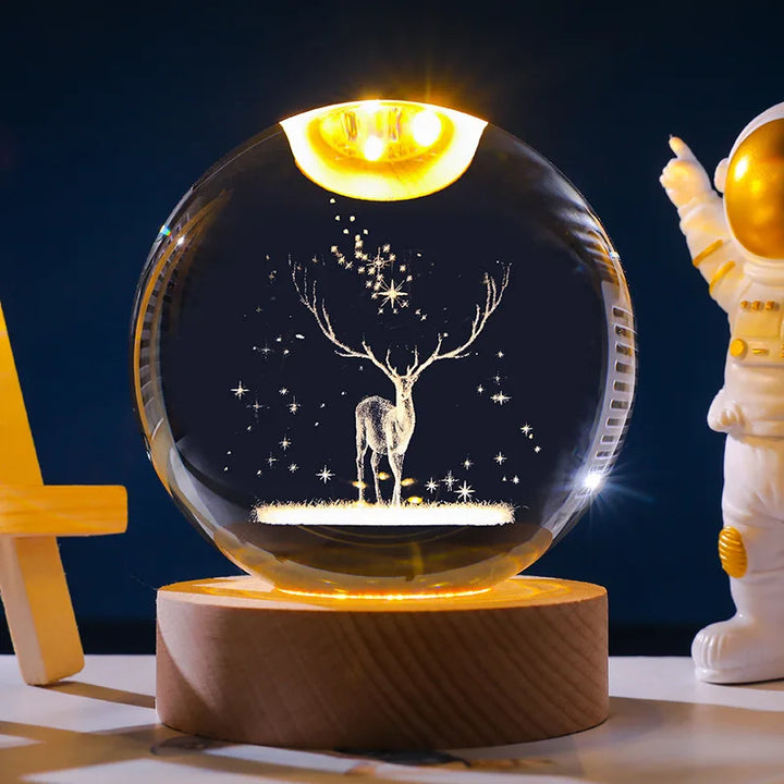 Astranova Galaxy Nattelys | LED Krystalbold med Mælkevej Design | Varm Hvidt Lys | Kreativ Gave til Børn &amp; Voksne