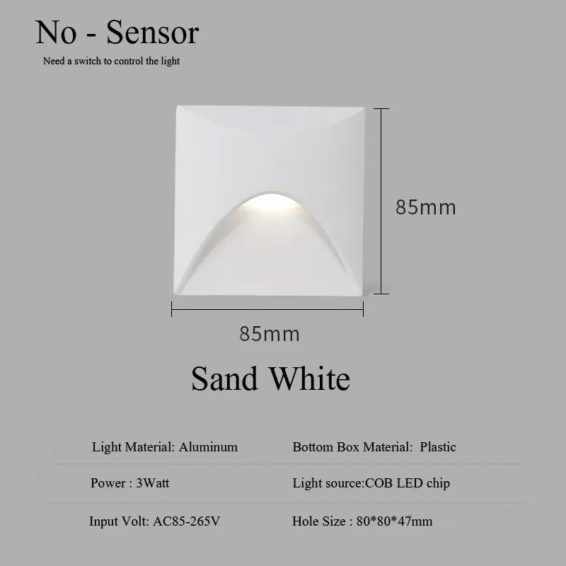Moderne vandtæt IP65 LED indbygningsvæg lampe til udendørs belysning - 3W indbygget trin- og trappe balkon portal lys