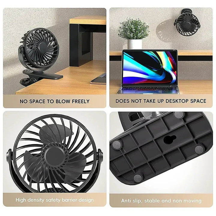 FlexiBreeze USB Blæser | Rotérbar, bærbar med 3 hastigheder og natlys