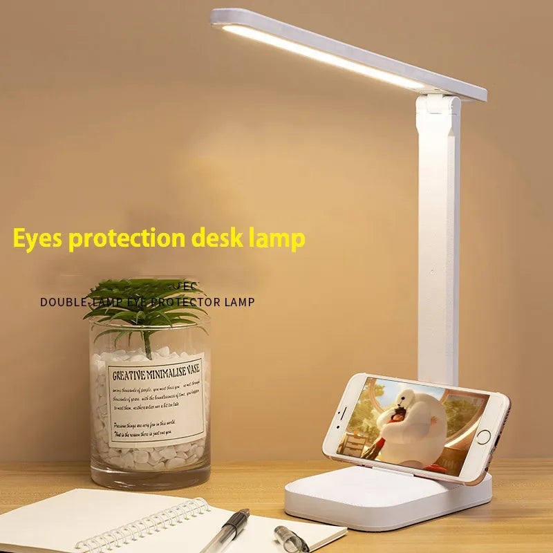6000mAh genopladelig LED bordlampe USB 3 farver trinløs dæmpbar skrivebordslampe berøring foldbar øjenbeskyttende læse natlys