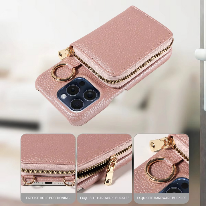 Premium Læder Multi-Funktion iPhone Cover med Anti-Degaussing Beskyttelse