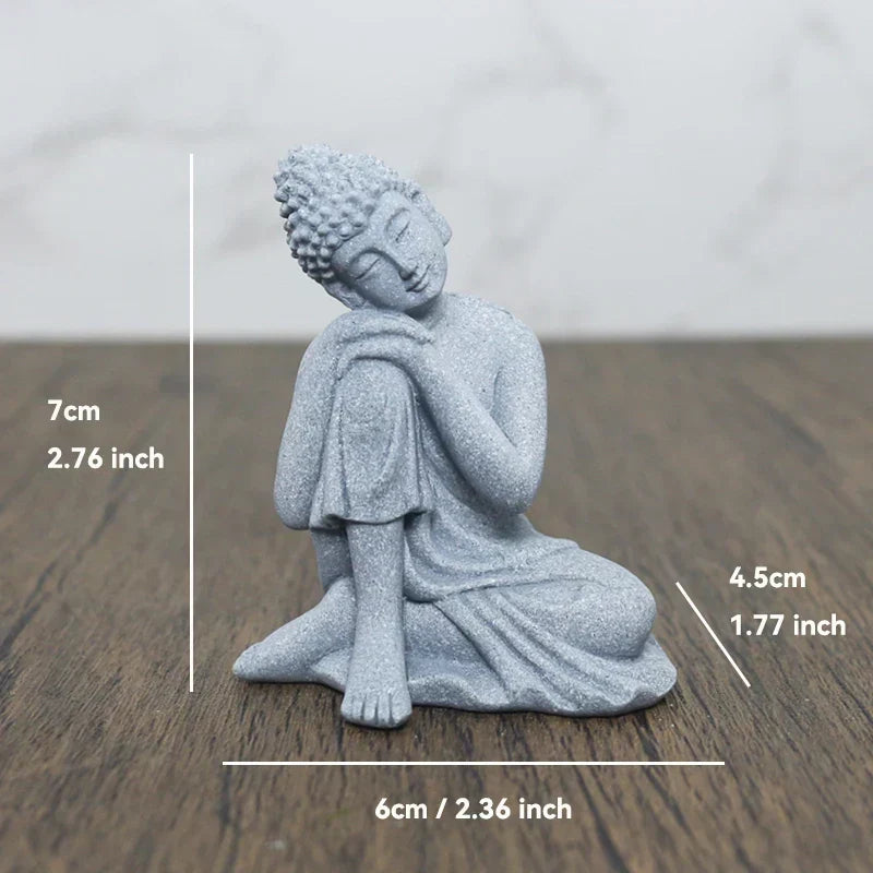 Buddha Sten Statue Lille Buddhister Tibetansk Buddhisme Figurer Zen Have Ornament Meditation Hjem Akvarium Dekoration