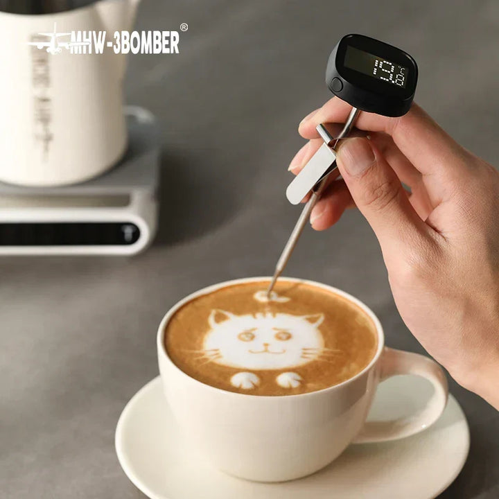 MHW-3BOMBER Digital, øjeblikkelig læsning kaffe termometer til latte art pen, mælkeskummer pitcher, stilfulde barista køkken tilbehør til hjemmet