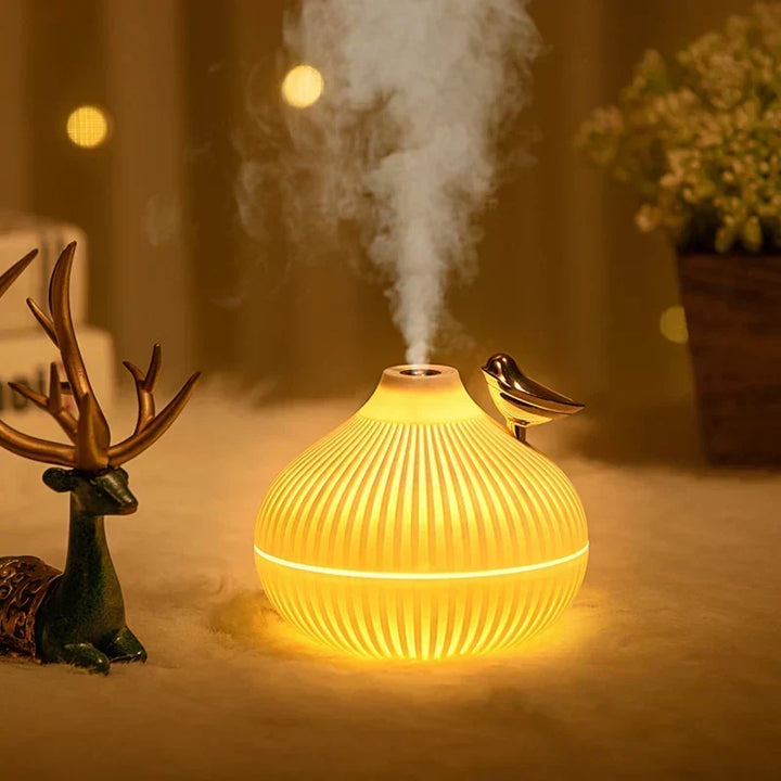 MistGlow USB Luftfugter | Stille &amp; Kompakt | Med LED Nattelys &amp; Stemningsbelysning