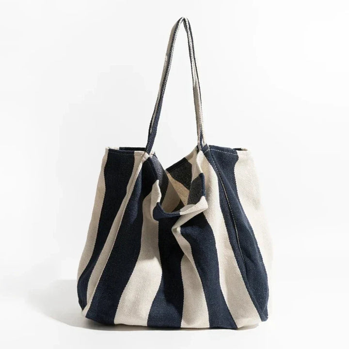 Stribet linned tote bag