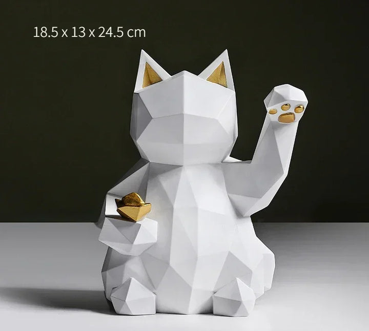 Nordisk Minimalisme Geometri Heldige Katte Statuer