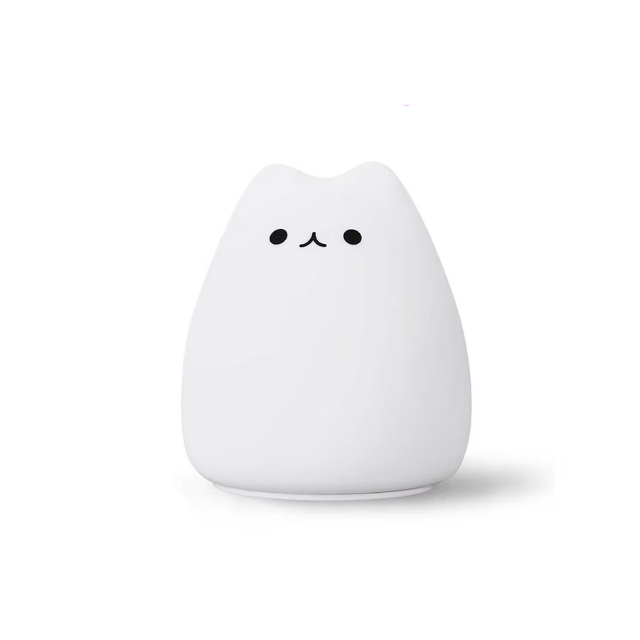 Charmerende Kat Silikone Nattelys med 7-farvet Touch Sensor