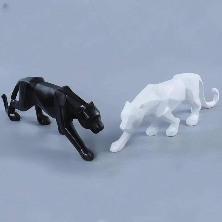 Panther Statue, Dyrefigur, Abstrakt Geometrisk Stil, Harpiks, Leopard Skulptur, Hjemmekontor, Skrivebordsdekoration, Håndværk