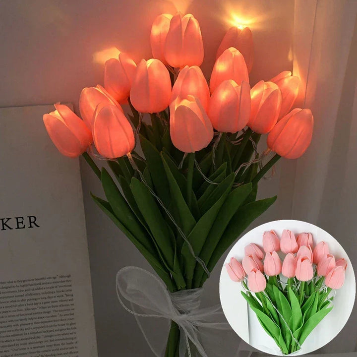 LED-lampe med kunstig tulipanbukket, perfekt til gaver eller som dekorationer til bryllupsfester
