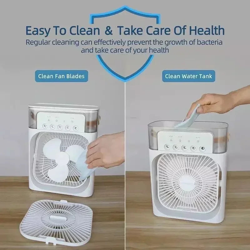 3 i 1 Ventilator Air Conditioner Husholdning Lille Air Cooler LED Natlys Bærbar Luftfugter Luftjusteringsventilator Kontor Hjem Ventilator Ny |