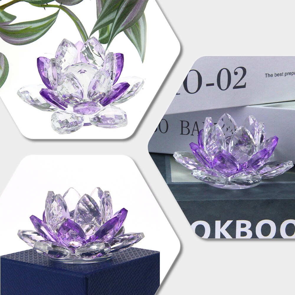 Krystal Lotus Blomst Håndlavet Glas Papirvægt Hjem Deko Ornamenter Figurer Hjem Bryllup Fest Dekoration Gaver Souvenir