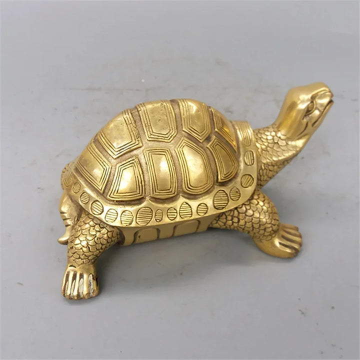 Messing Feng Shui Skildpadde Statue Heldigt Dyr Skulptur for Lang Leve Hjem Kontor Dekoration Figurin Gave Studie Ornament