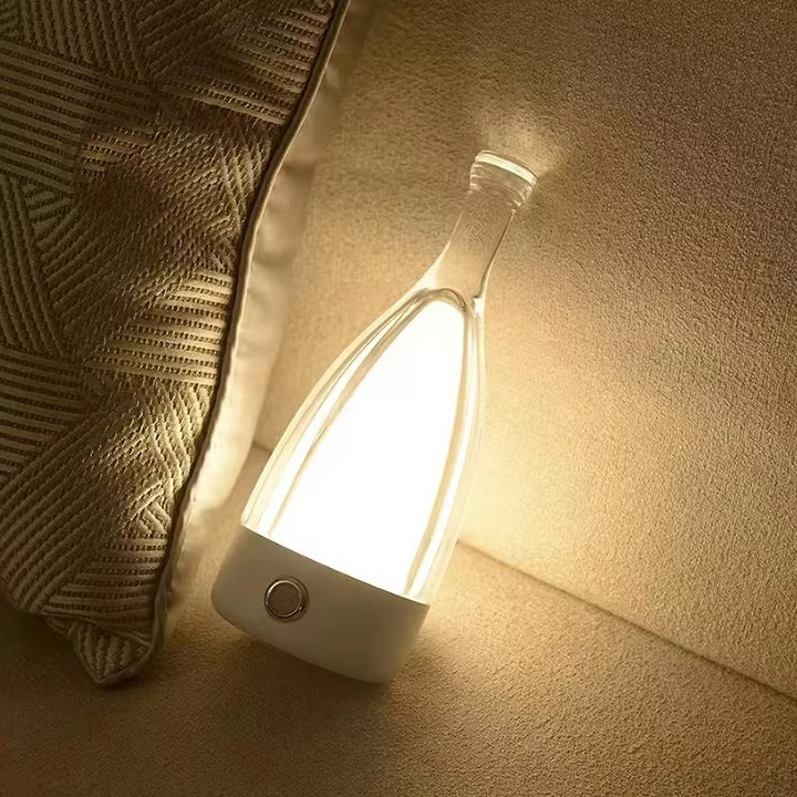 Vinflaske Bordlampe med Bluetooth Højttaler – Genopladelig Moderne Natlampe