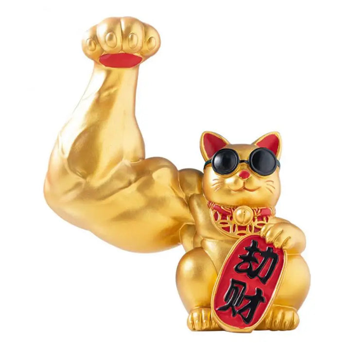Stor hånd, lykkelig rigdom, viftende kat, guldfarvet viftende håndkat, hjemmeindretning, velkomment viftende kat, skulptur, statue, dekoration, bilornament, gave til butikker