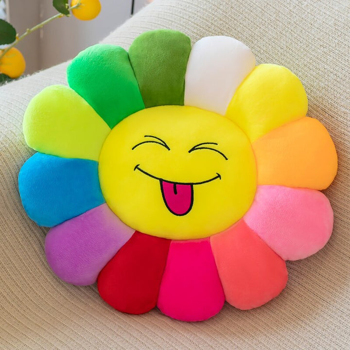 farverig Solsikke Plush Komfort Sæde Pude