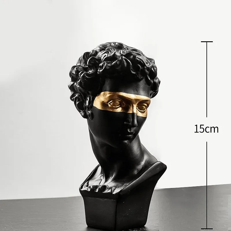 Statuer til dekoration, 15 cm, David, sofabord, hjemmedekoration, ornamenter, byste af et rum lavet af gips, hvid harpiks, dekorativ kunstskulptur
