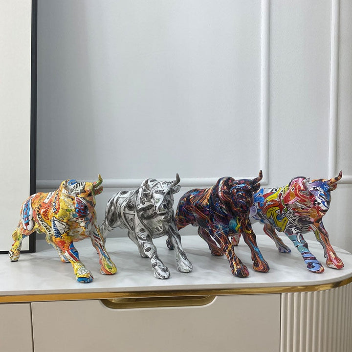 Graffiti-Maleri Harpiks Tyr Figurer Hjem Stue Soveværelse Kontor Skrivebord Feng Shui Ornamenter Samling Statuer