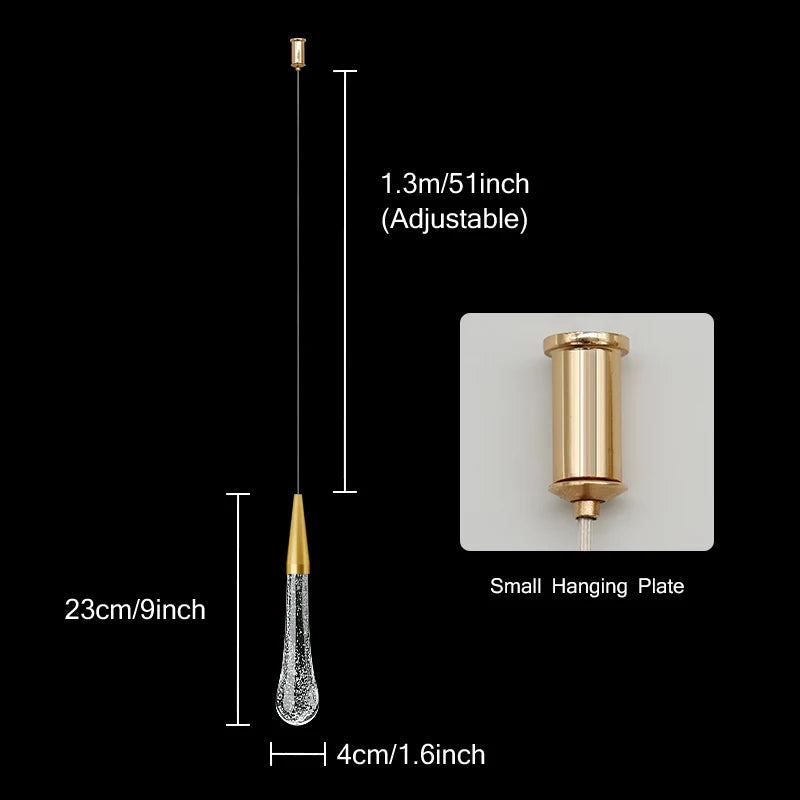 Krystal LED Pendellamper: Perfekte til Soveværelser, Spisestuer, Bar - Vanddråbe Lysekrone, Trappe Lampe til Indretning