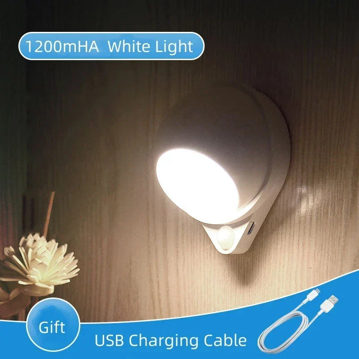Intelligent LED Natlys GlowMate 360 | 360° Rotérbar | Bevægelsessensor | USB Genopladelig