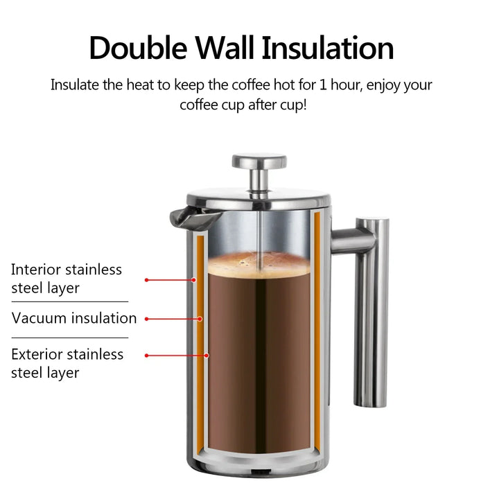 Stainless Steel French Press Kaffemaskine
