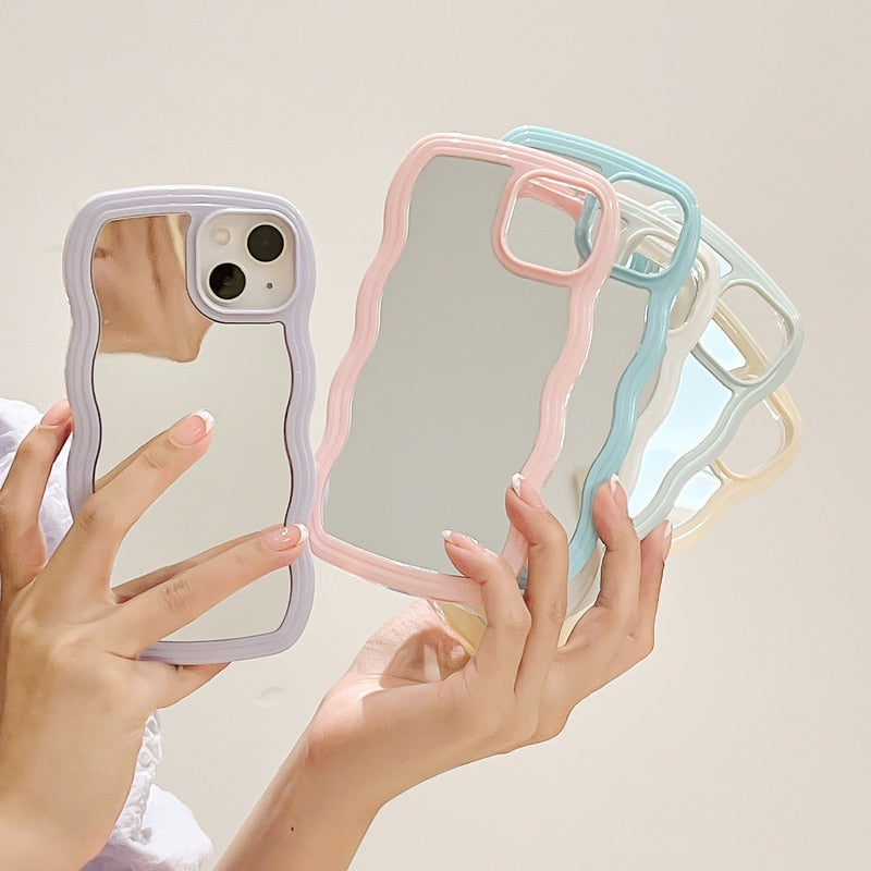 Bølget Makeup Spejl Telefon Cover