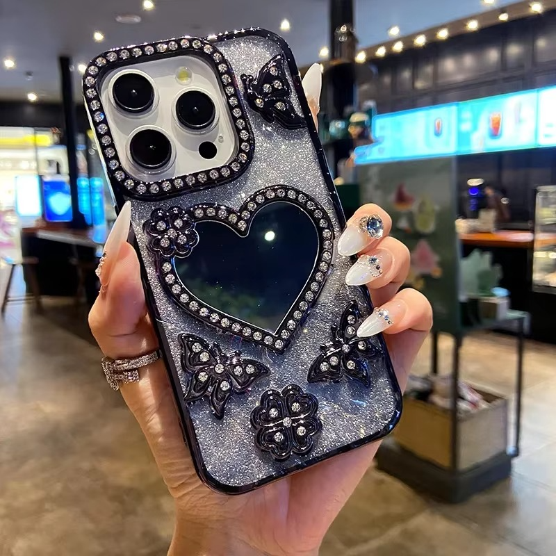 Butterfly Glitter Diamond Spejl Etui til iPhone