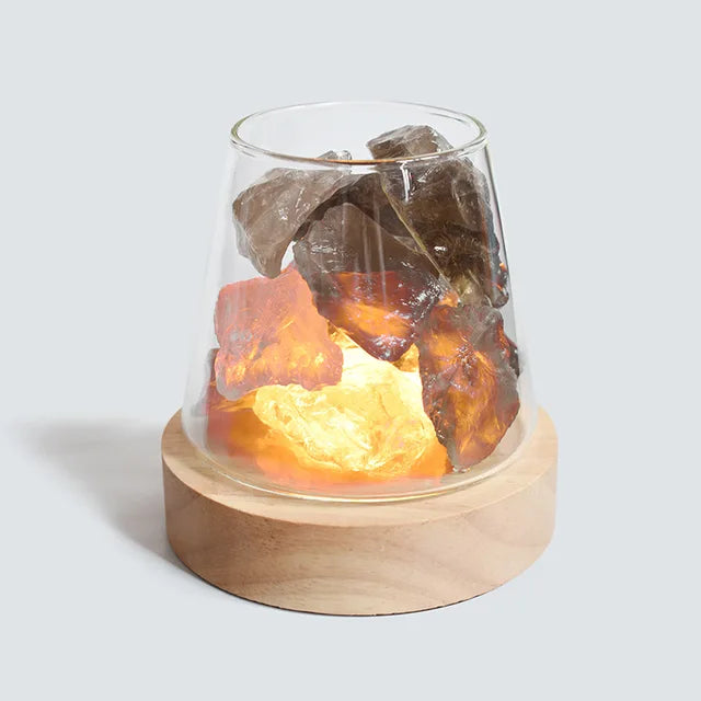 Himalaya Saltlampe - Krystal Nattelys &amp; Æterisk Oliediffuser