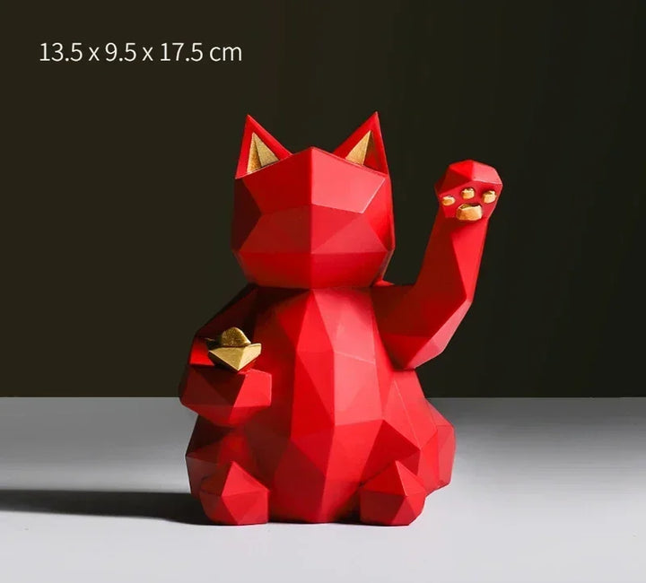 Nordisk Minimalisme Geometri Heldige Katte Statuer