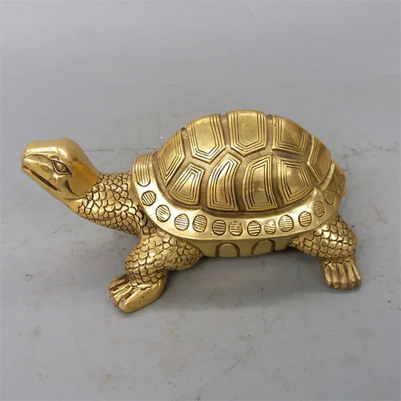 Messing Feng Shui Skildpadde Statue Heldigt Dyr Skulptur for Lang Leve Hjem Kontor Dekoration Figurin Gave Studie Ornament
