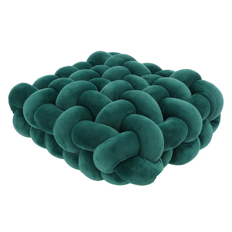Stue Blød Plush Knude Pude Sofa Pude Ensfarvet Kvadrat Håndvævet Hjem Kaste Pude Kvadrat Vævet Sæde Pude