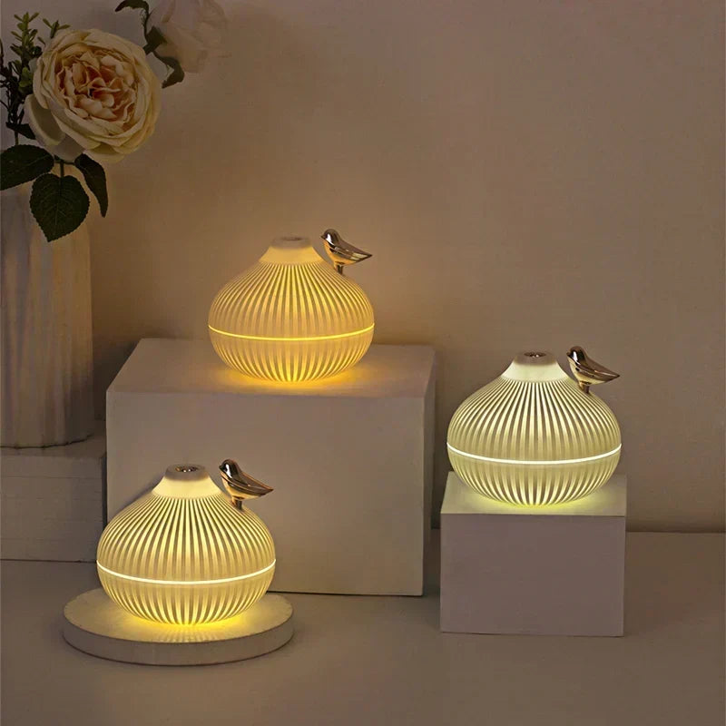 MistGlow USB Luftfugter | Stille &amp; Kompakt | Med LED Nattelys &amp; Stemningsbelysning
