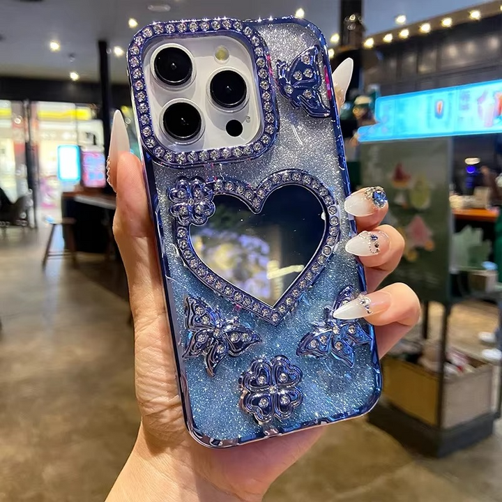 Butterfly Glitter Diamond Spejl Etui til iPhone