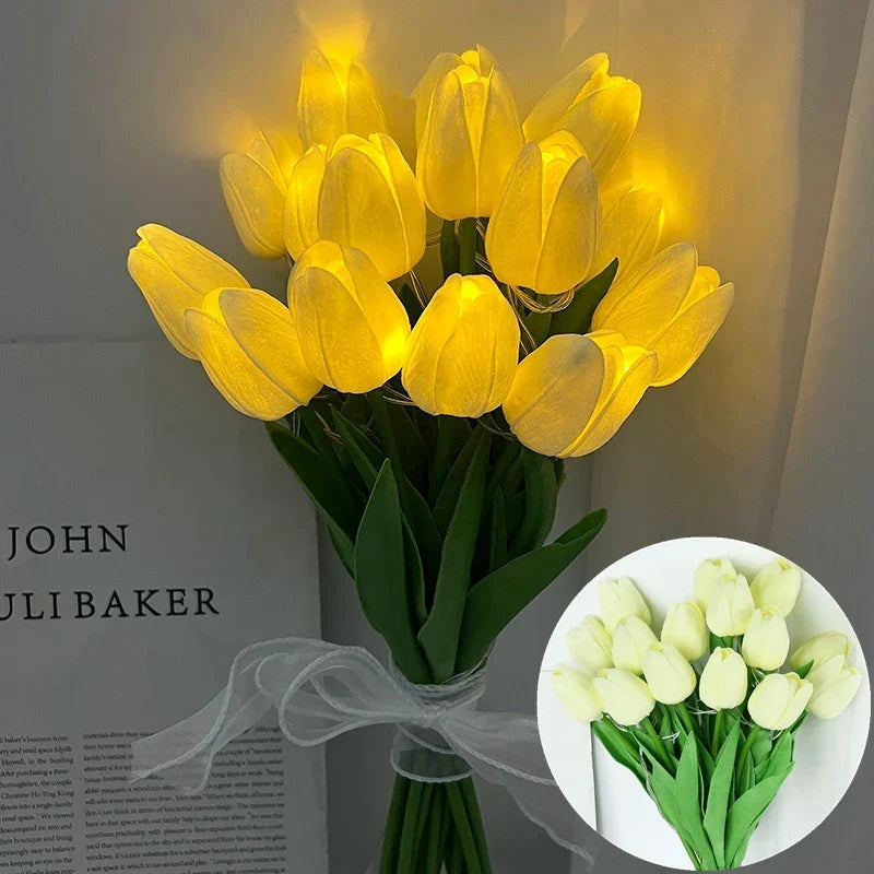 LED-lampe med kunstig tulipanbukket, perfekt til gaver eller som dekorationer til bryllupsfester