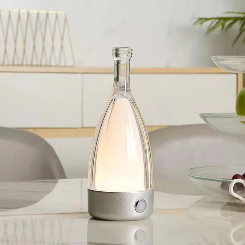 Vinflaske Bordlampe med Bluetooth Højttaler – Genopladelig Moderne Natlampe